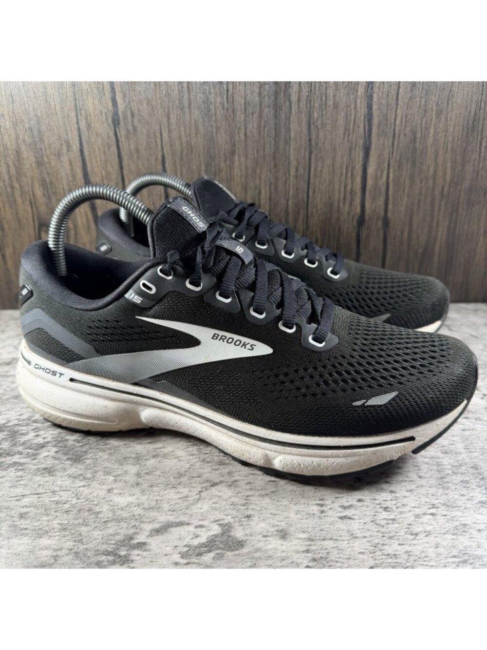 Brooks Ghost 15 Womens Running Shoes Black Pearl White Grey 1203801B012 Size 9